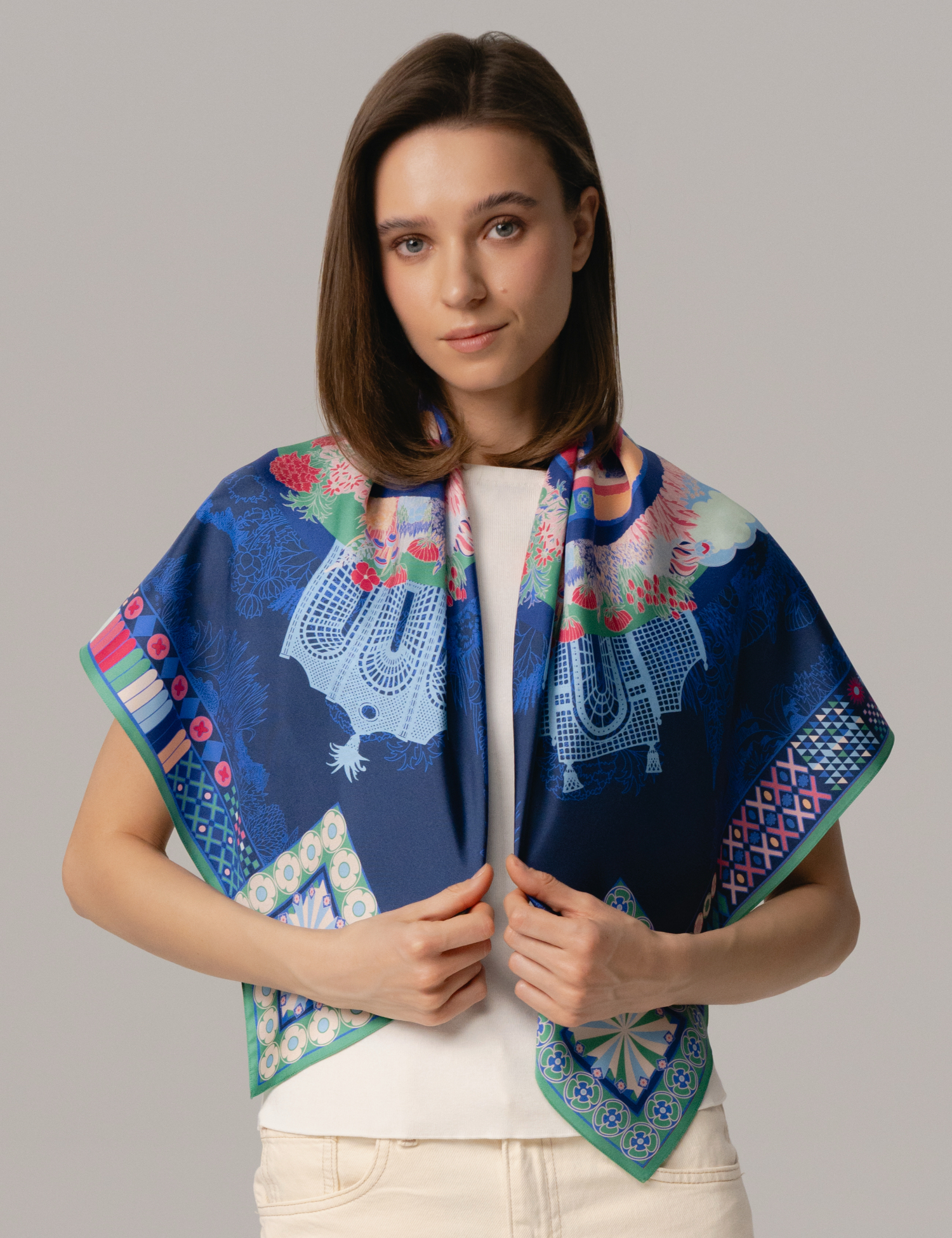 Картинка Шовкова хустина «Garden Navy»